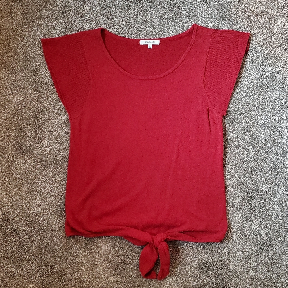 Madewell red front knot tee shirt - Picture 1 of 6